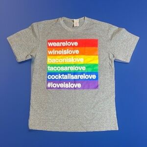 Women’s XS Gray T-Shirt with Rainbow Love Pride Print